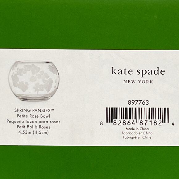 kate spade new york Spring Pansies Glass Petite Rose Bowl New Clear Round Vase - Picture 3 of 7